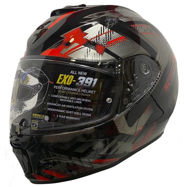 Scorpion EXO-391 Clutter Rojo -  Casco Integral - Imagen 4