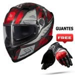 Casco MT Braker SV Fury C5 Brillo + Guantes Gratis