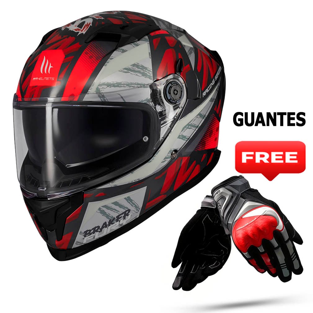 Casco MT Braker SV Fury C5 Guantes Casco MT Braker SV Fury C5 Brillo + Guantes Gratis - Imagen 1