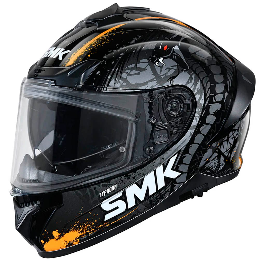 Casco SMK Typhoon Reptile Black Orange SMK Typhoon Reptile Casco Integral Naranja