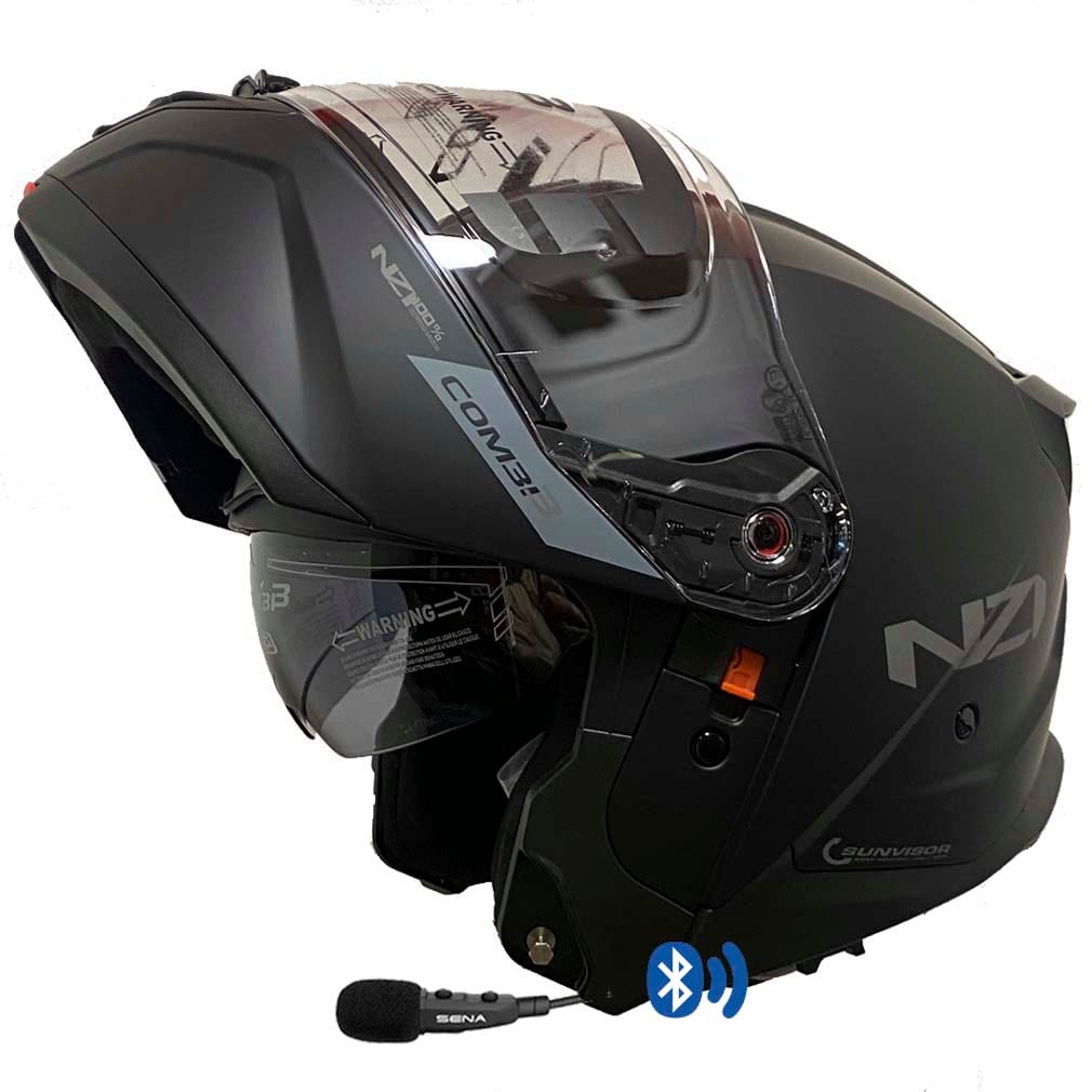 Casco NZI Combi 3 Duo Solid Negro Mate Sena Intercomunicador NZI Combi 3 Duo Solid Negro Mate Sena Intercomunicador - Casco Modular