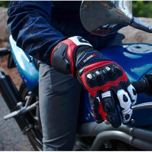 Guantes Degend GP-2 Negro Azul Rojo - Imagen 4