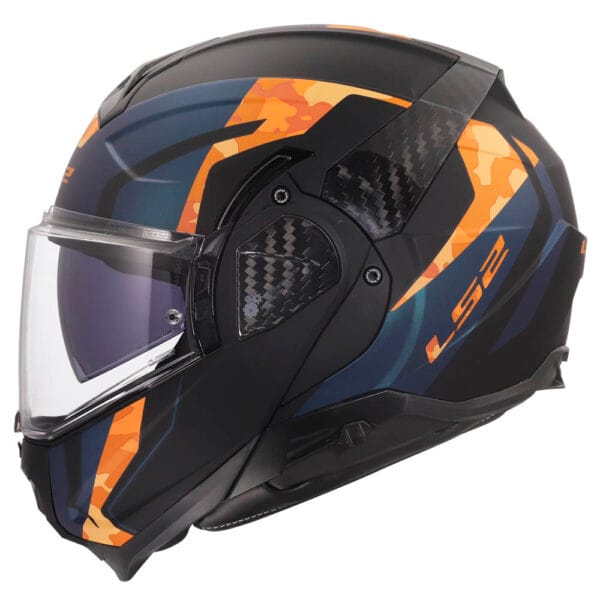 Casco Modular LS2 FF910 Advant II Glide Naranja Negro Mate Bluetooth Sena - Imagen 8