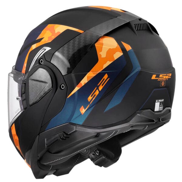 Casco Modular LS2 FF910 Advant II Glide Naranja Negro Mate Bluetooth Sena - Imagen 7