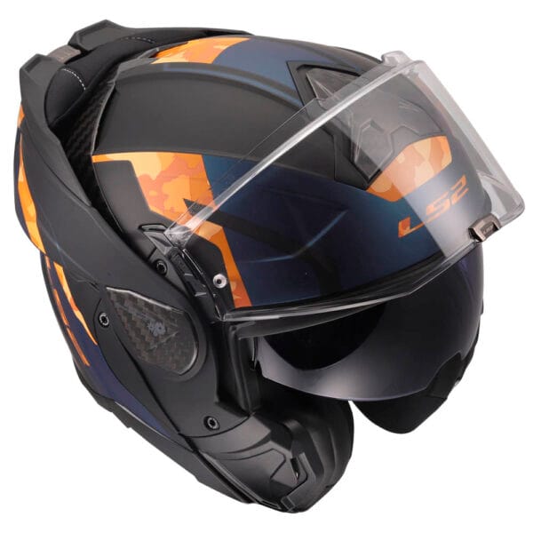 Casco Modular LS2 FF910 Advant II Glide Naranja Negro Mate Bluetooth Sena - Imagen 4