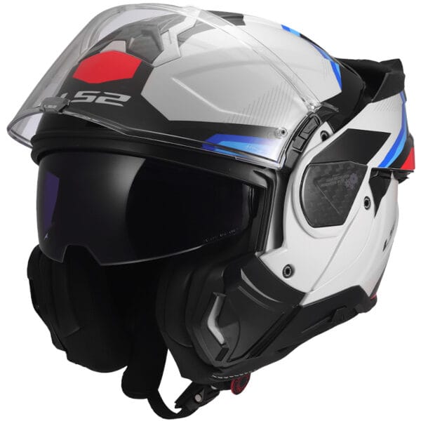 Casco Modular LS2 FF910 Advant II Triple Blanco Azul Rojo Bluetooth Sena - Imagen 8