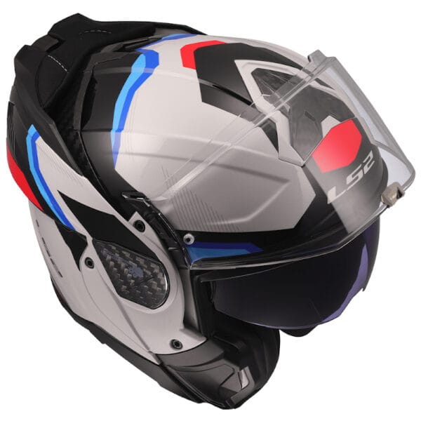 Casco Modular LS2 FF910 Advant II Triple Blanco Azul Rojo Bluetooth Sena - Imagen 5
