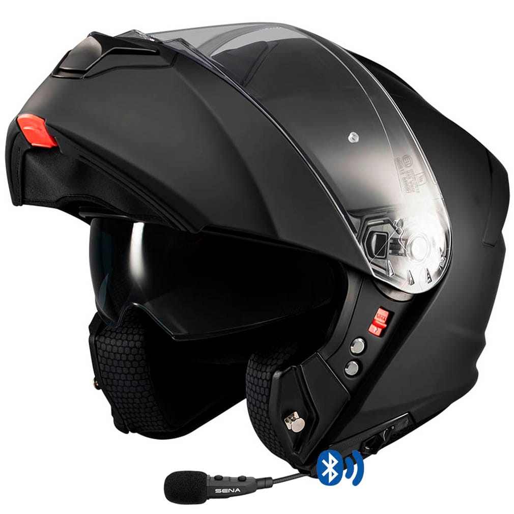 Casco MT Genesis SV Pure Solid Matt Black Bluetooth Sena MT Genesis SV Pure A1 Negro Mate Bluetooth Sena - Imagen 1