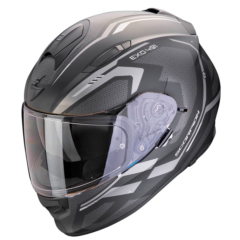Casco Scorpion Exo-491 Kripta Grey A Scorpion Exo-491 Kripta Negro Mate - Imagen 1