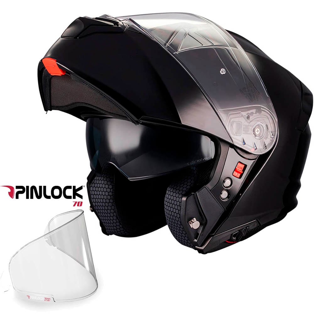 casco mt genesis sv pure solid black pinlock MT Genesis SV Pure A1 Negro Brillo Pinlock - Imagen 1